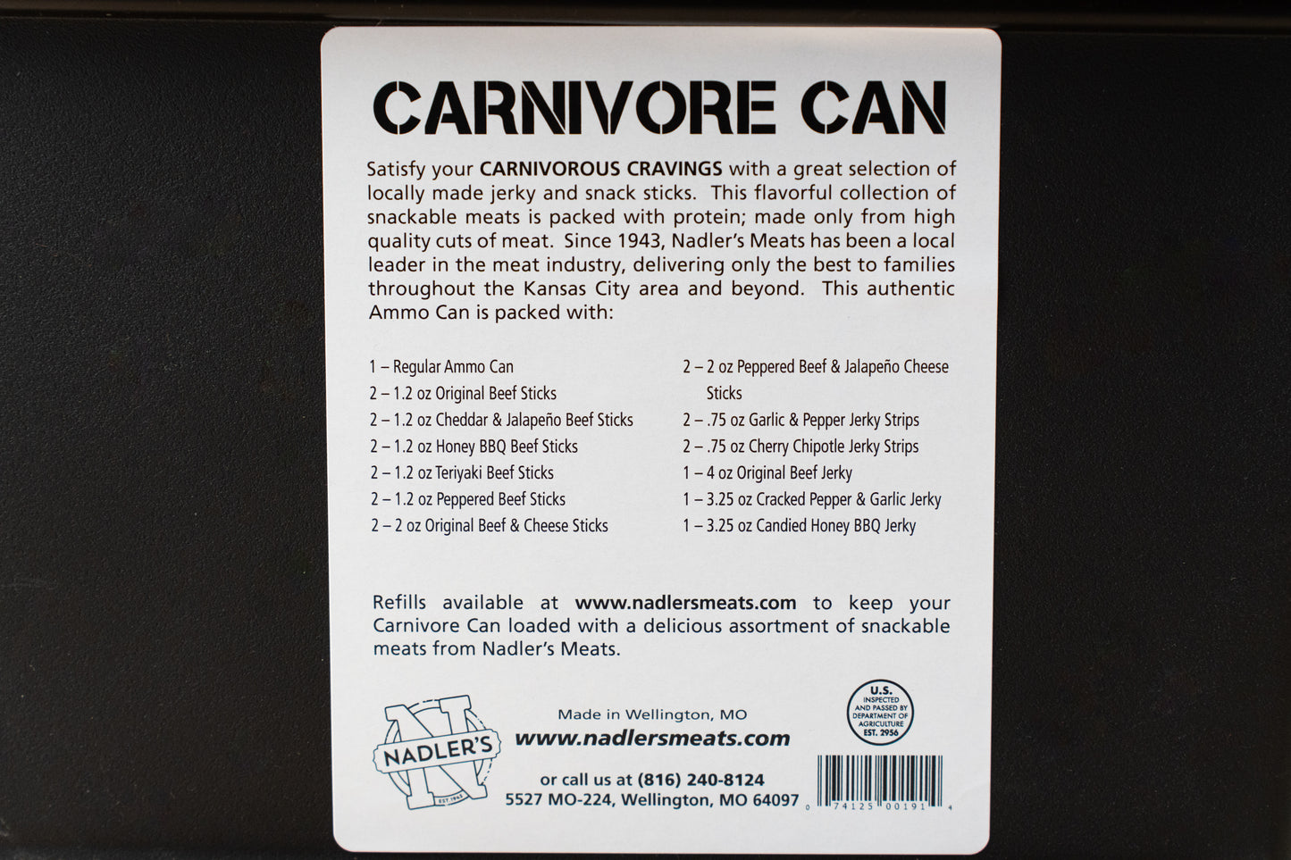 Carnivore Can (Jerky and Snack Stick Pack) - Nadler's Meats