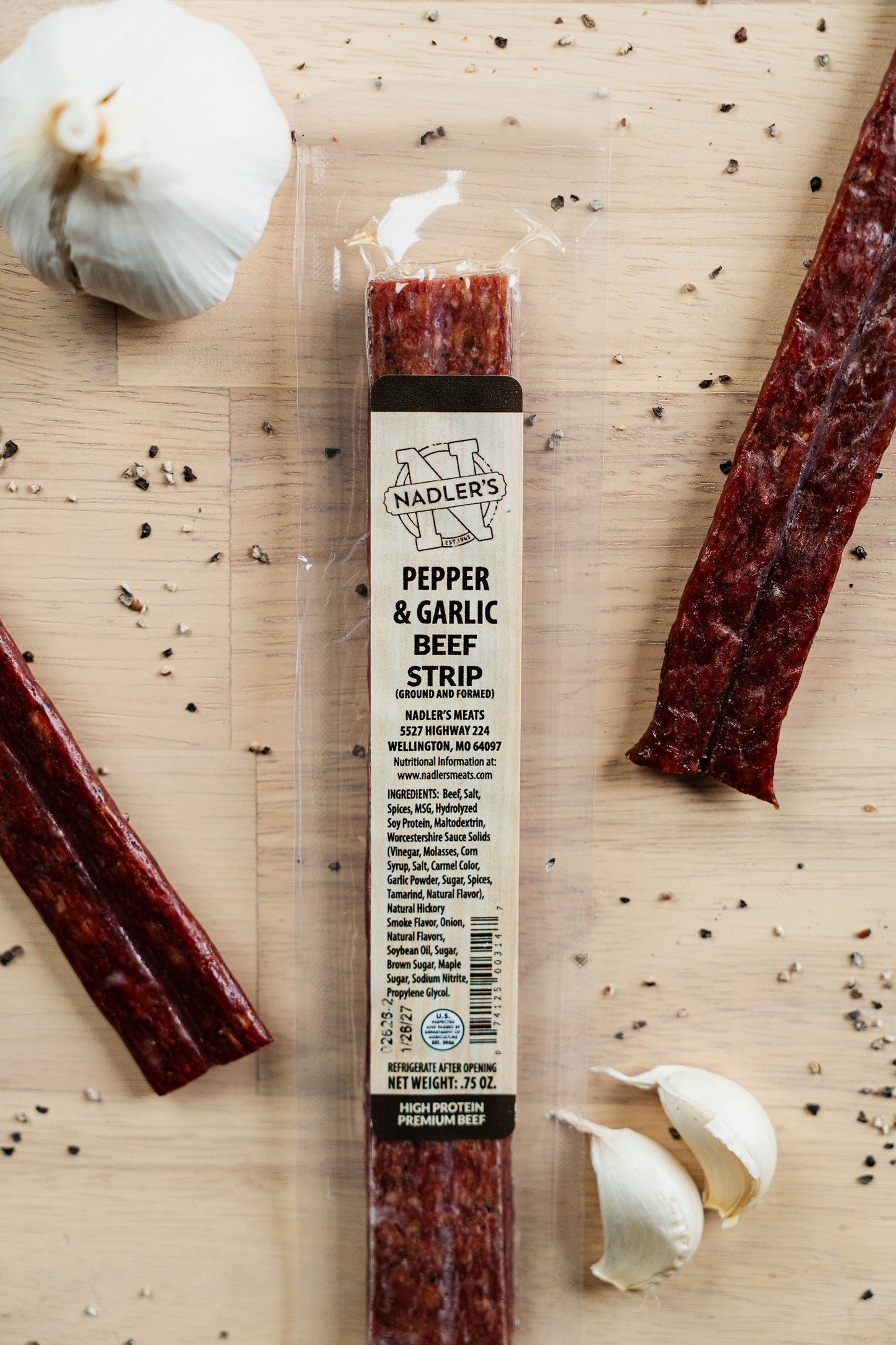 Beef Garlic and Black Pepper Jerky Strips