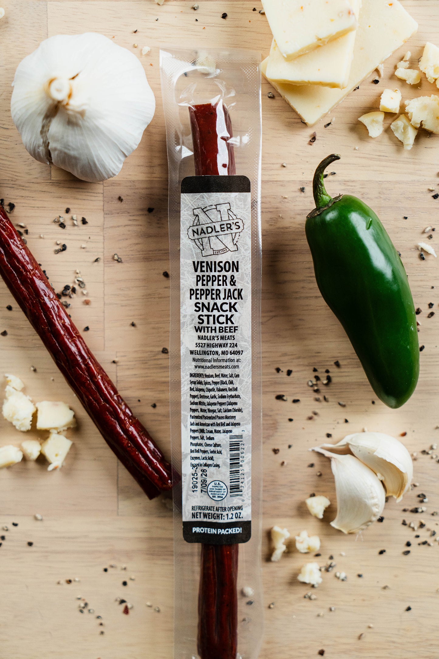 Venison Peppered & Pepper Jack Cheese Snack Sticks