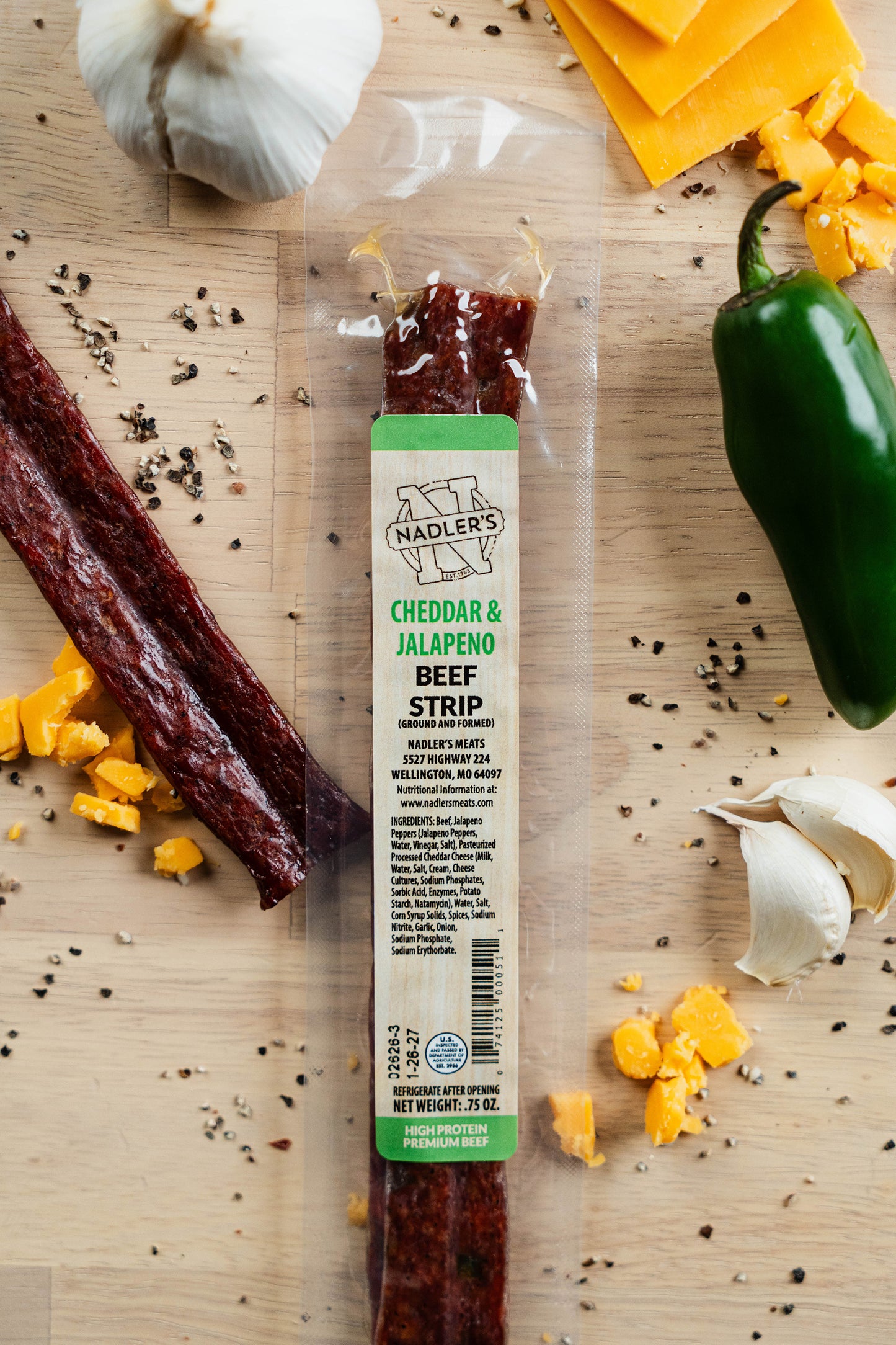 Beef Cheddar and Jalapeno Jerky Strips
