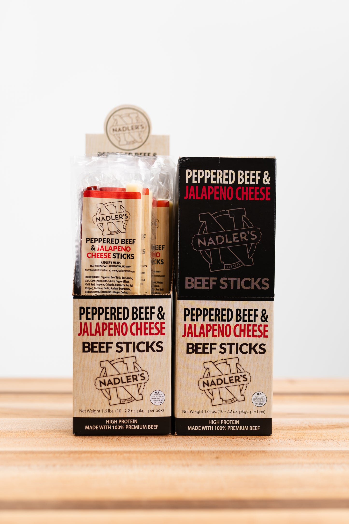 Beef Peppered and Jalapeno Cheese Sticks - Nadler's Meats