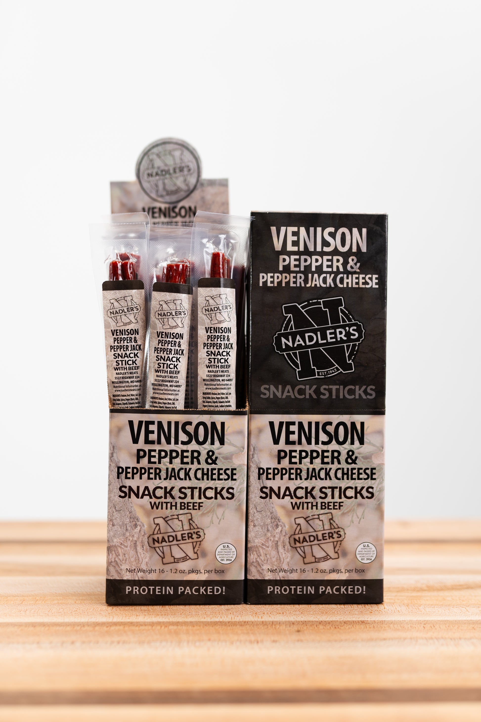 Venison Peppered & Pepper Jack Cheese Snack Sticks - Nadler's Meats