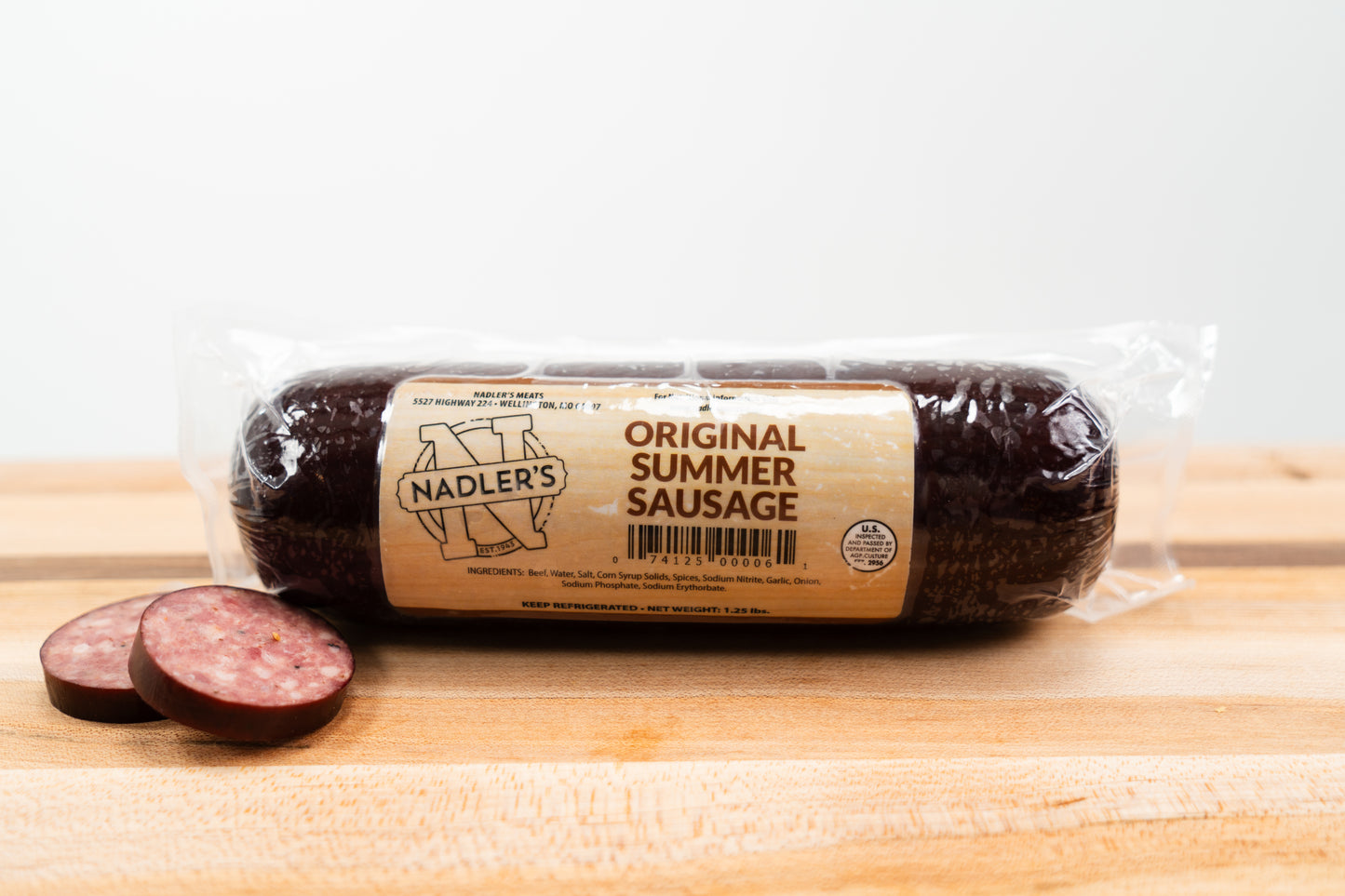 Beef Original Summer Sausage (1.3 lb) - Nadler's Meats