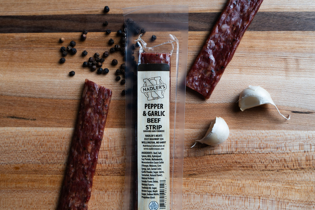 Beef Garlic and Black Pepper Jerky Strips - Nadler's Meats