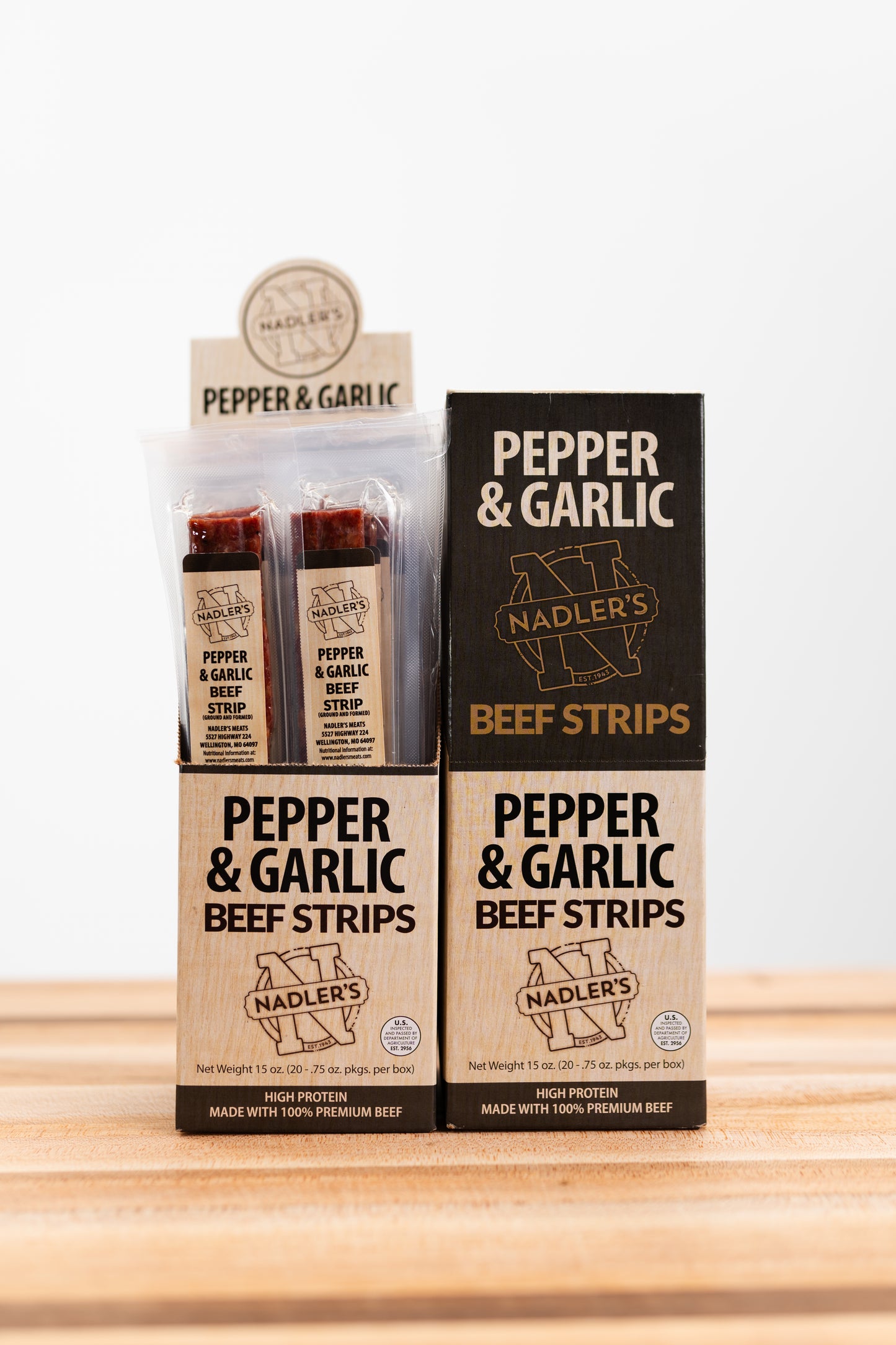 Beef Garlic and Black Pepper Jerky Strips - Nadler's Meats