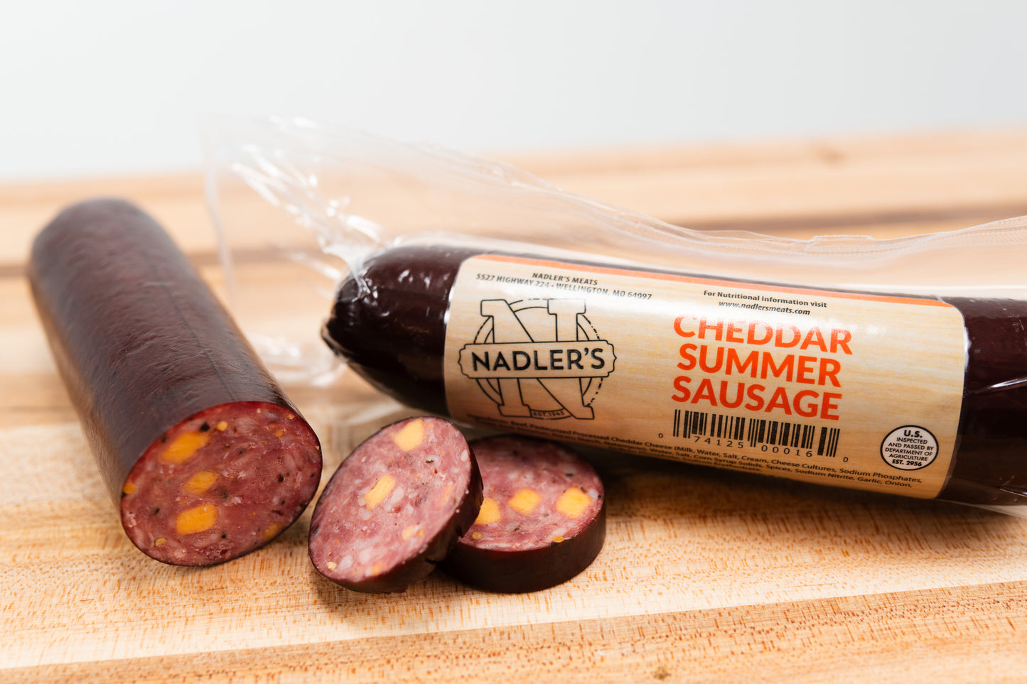 Beef Cheddar Summer Sausage - Nadler's Meats