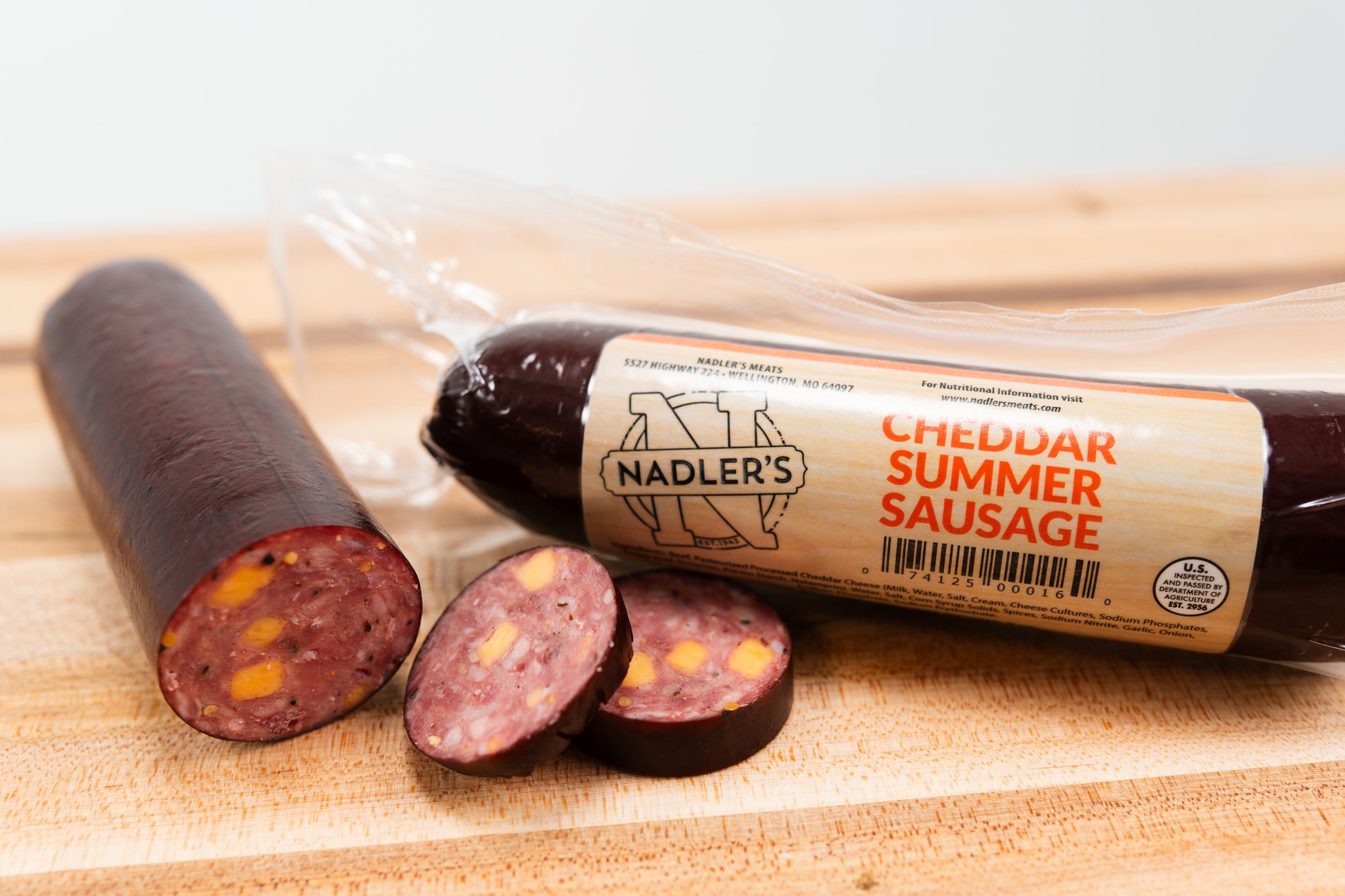 Beef Cheddar Summer Sausage - Nadler's Meats