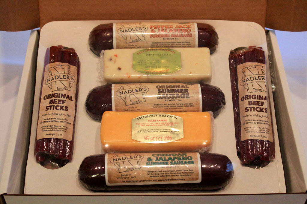 A Bit of Everything (Summer Sausage, Beef Sticks, and Cheese Box) -  Nadler's Meats