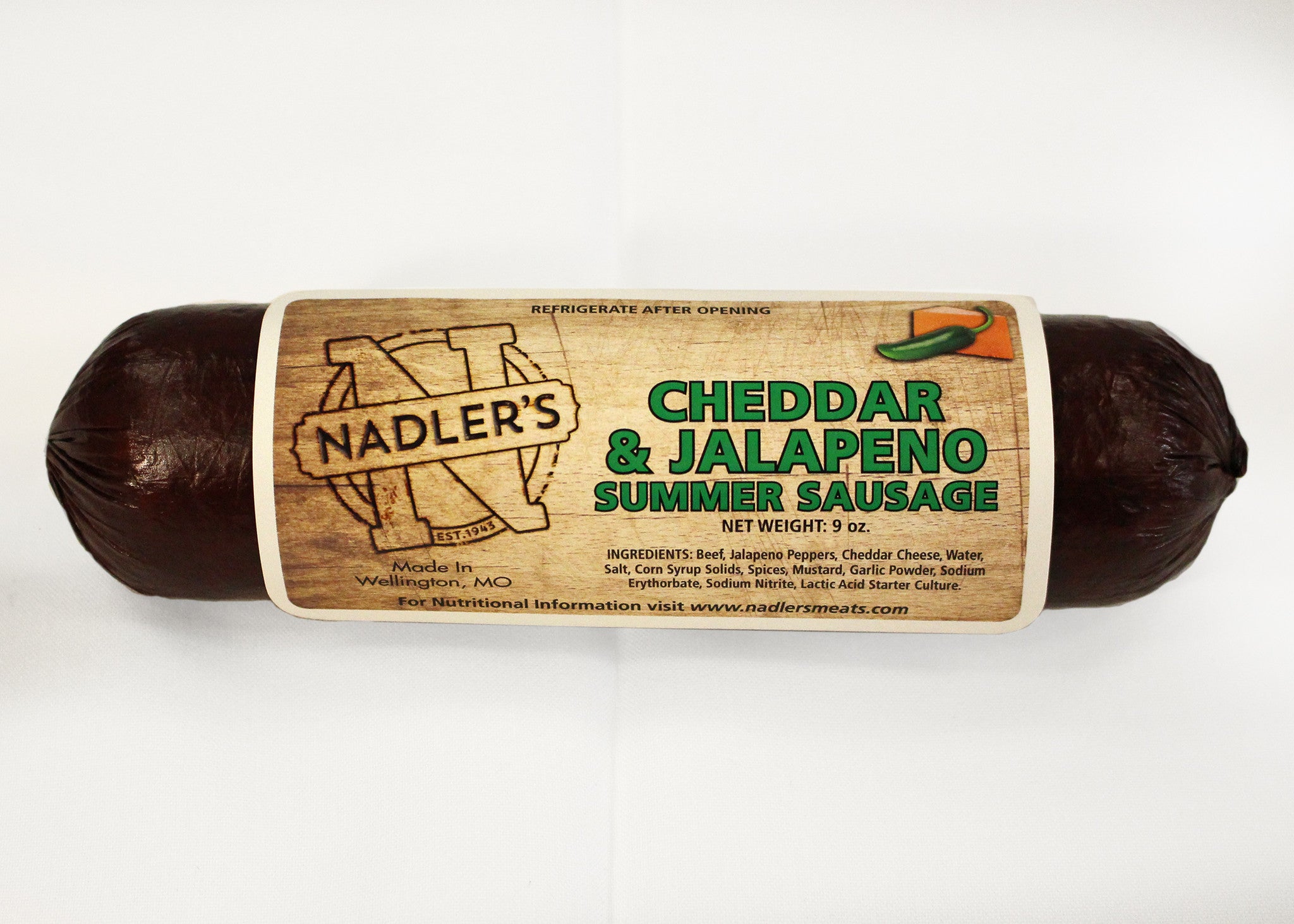Beef Cheddar & Jalapeno Summer Sausage Nadler's Meats
